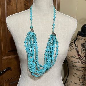 Great looking cross faux turquoise necklace